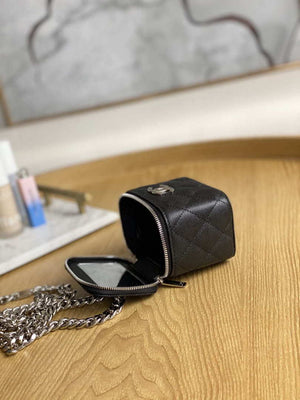 Chanel A81193 Mini Vanity with chain Calfskin Sliver Balck - Default Title - View 8