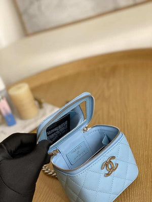 Chanel A81193 Mini Vanity with chain Calfskin Slivery Pink - Default Title - View 9