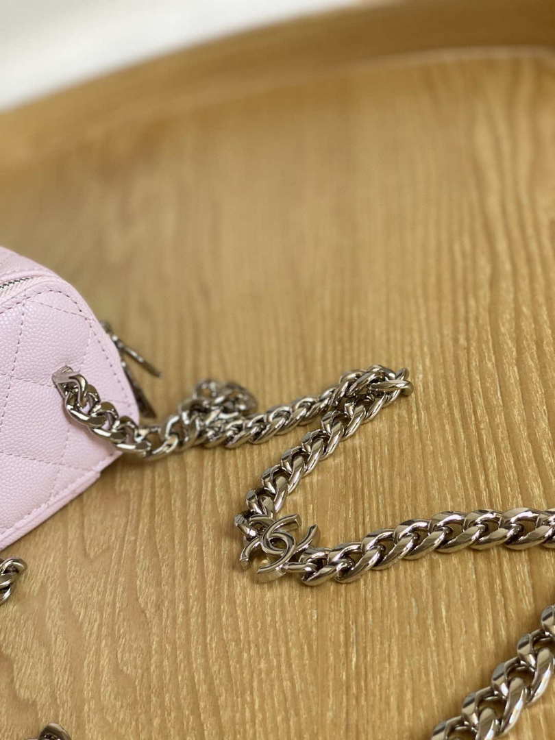 Chanel A81193 Mini Vanity with chain Calfskin Sliver Pink