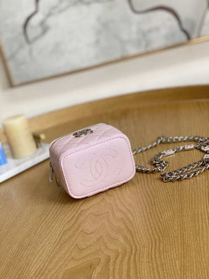 Chanel A81193 Mini Vanity with chain Calfskin Sliver Pink - Default Title - View 7