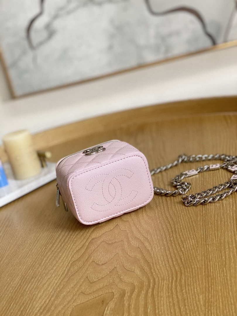 Chanel A81193 Mini Vanity with chain Calfskin Sliver Pink - Default Title - View 7