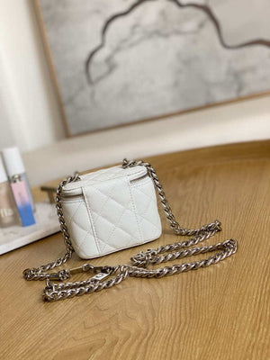 Chanel A81193 Mini Vanity with chain Calfskin Slivery White - Default Title - View 2