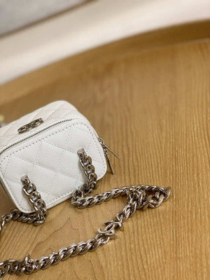 Chanel A81193 Mini Vanity with chain Calfskin Slivery White - Default Title - View 4