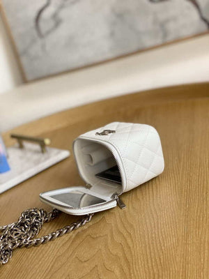 Chanel A81193 Mini Vanity with chain Calfskin Slivery White - Default Title - View 8