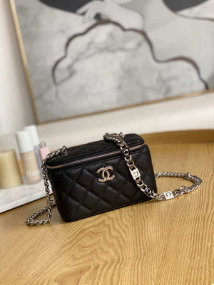 Chanel A81194 Vanity with chain Calfskin Sliver Black - Default Title - View 1