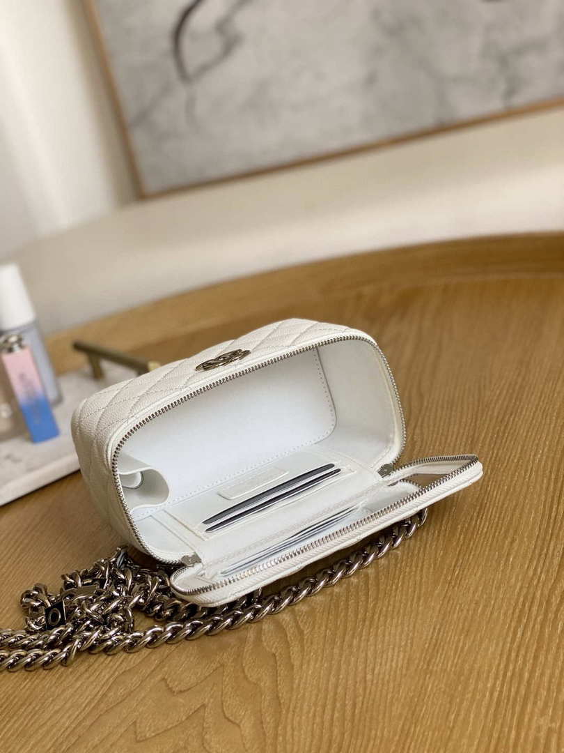 Chanel A81194 Vanity with chain Calfskin Sliver White - Default Title - View 9