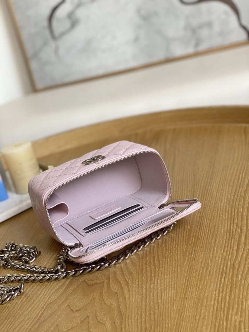 Chanel A81194 Vanity with chain Calfskin Sliver Pink - Default Title - View 9