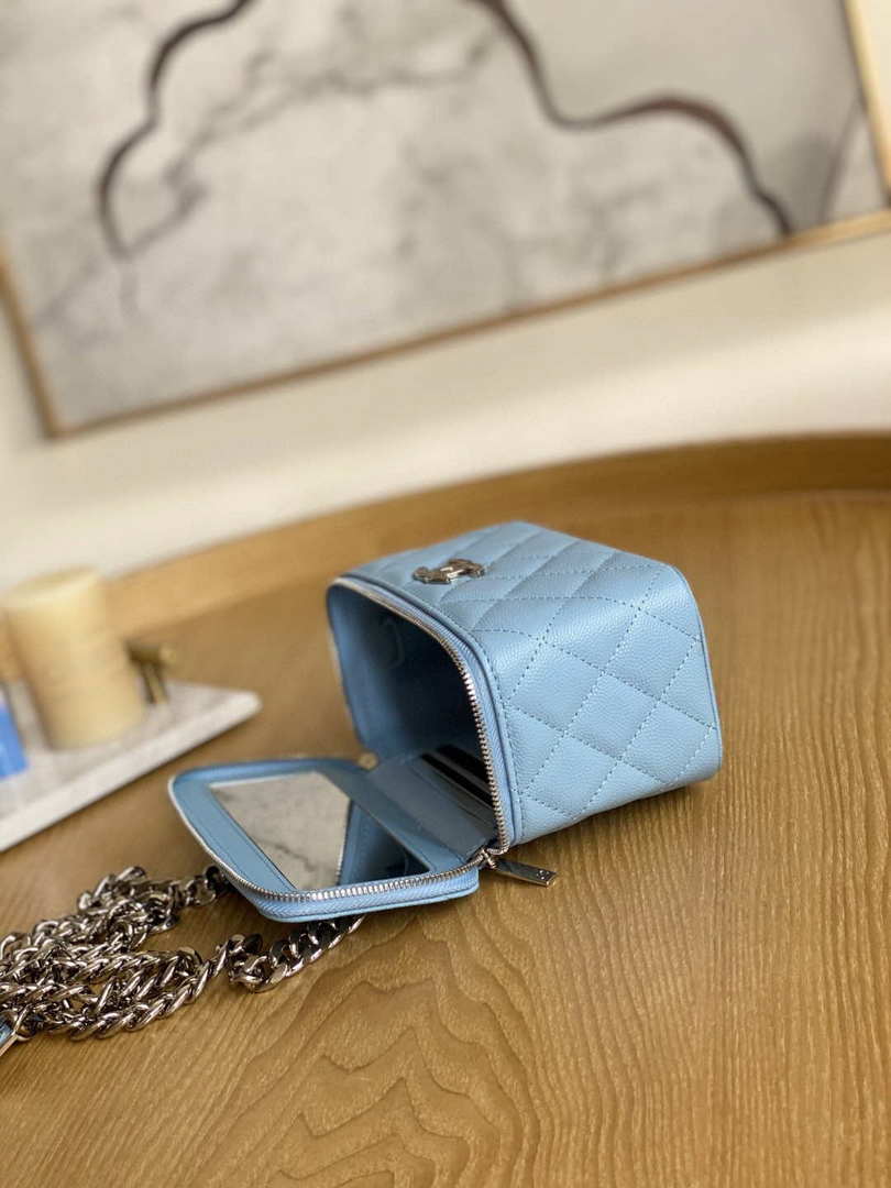 Chanel A81194 Vanity with chain Calfskin Sliver Light Blue - Default Title - View 7