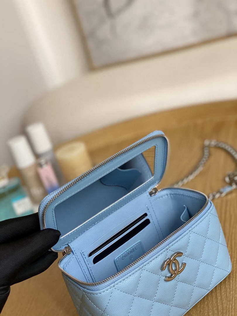 Chanel A81194 Vanity with chain Calfskin Sliver Light Blue - Default Title - View 9