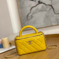 Chanel A81208 Vanity with Chain Lambskin Gold Yellow - Default Title - View 1