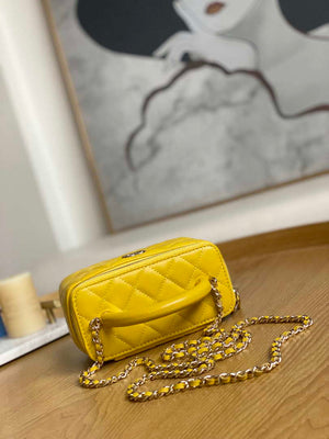Chanel A81208 Vanity with Chain Lambskin Gold Yellow - Default Title - View 5