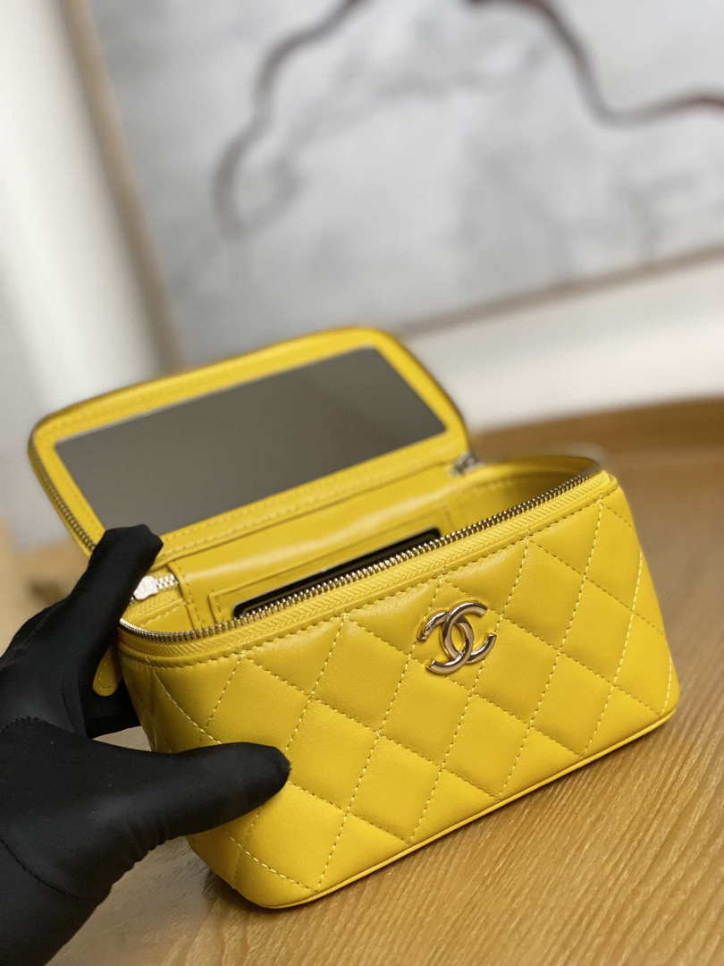 Chanel A81208 Vanity with Chain Lambskin Gold Yellow - Default Title - View 8