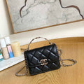 Chanel A81197 Mini Flap Calfskin Enamel & Silver-Tone Metal Black - Default Title - View 1