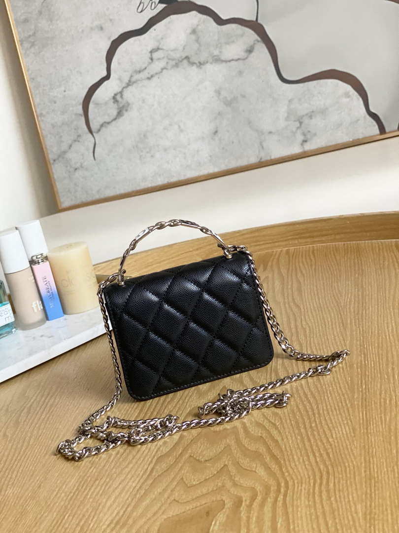 Chanel A81197 Mini Flap Calfskin Enamel & Silver-Tone Metal Black - Default Title - View 2