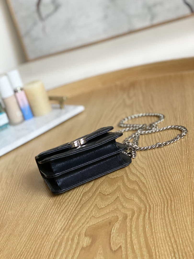 Chanel A81197 Mini Flap Calfskin Enamel & Silver-Tone Metal Black - Default Title - View 6