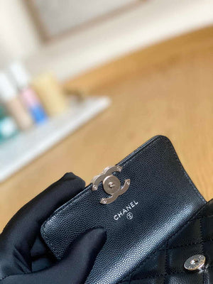 Chanel A81197 Mini Flap Calfskin Enamel & Silver-Tone Metal Black - Default Title - View 8