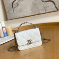 Chanel A81197 Mini Flap Calfskin Enamel & Silver-Tone Metal White - Default Title - View 1