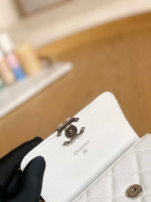 Chanel A81197 Mini Flap Calfskin Enamel & Silver-Tone Metal White - Default Title - View 7