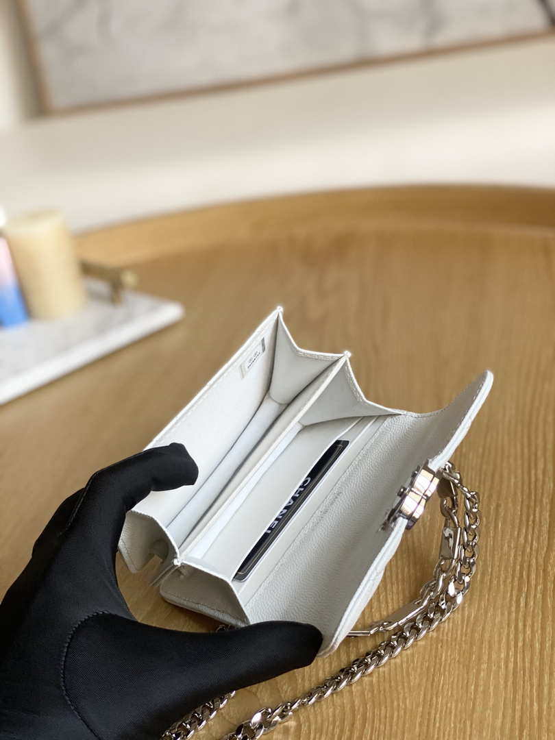 Chanel A81197 Mini Flap Calfskin Enamel & Silver-Tone Metal White - Default Title - View 9