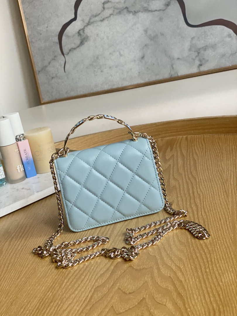 Chanel A81197 Mini Flap Lambskin Enamel & Gold-Tone Metal Light Blue - Default Title - View 2