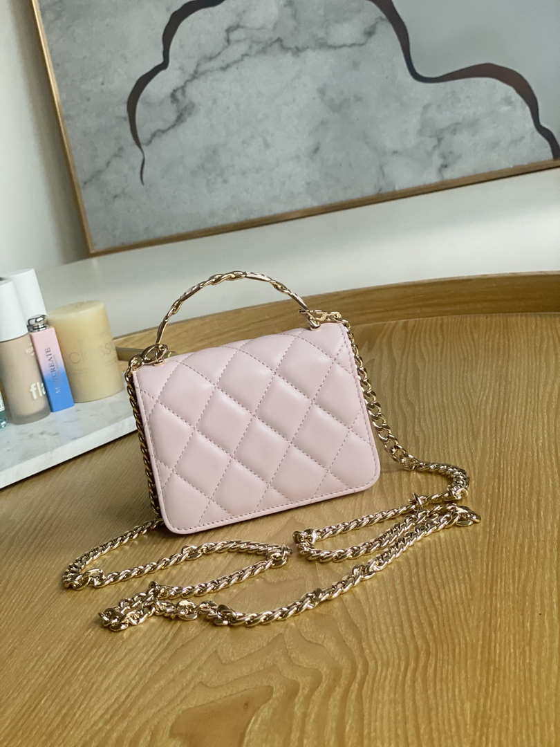 Chanel A81197 Mini Flap Lambskin Enamel & Gold-Tone Metal Pink - Default Title - View 2