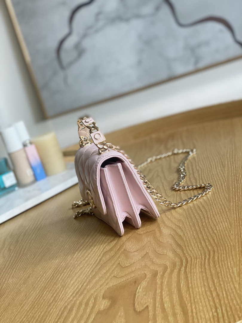 Chanel A81197 Mini Flap Lambskin Enamel & Gold-Tone Metal Pink