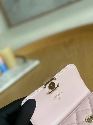Chanel A81197 Mini Flap Lambskin Enamel & Gold-Tone Metal Pink - Default Title - View 8
