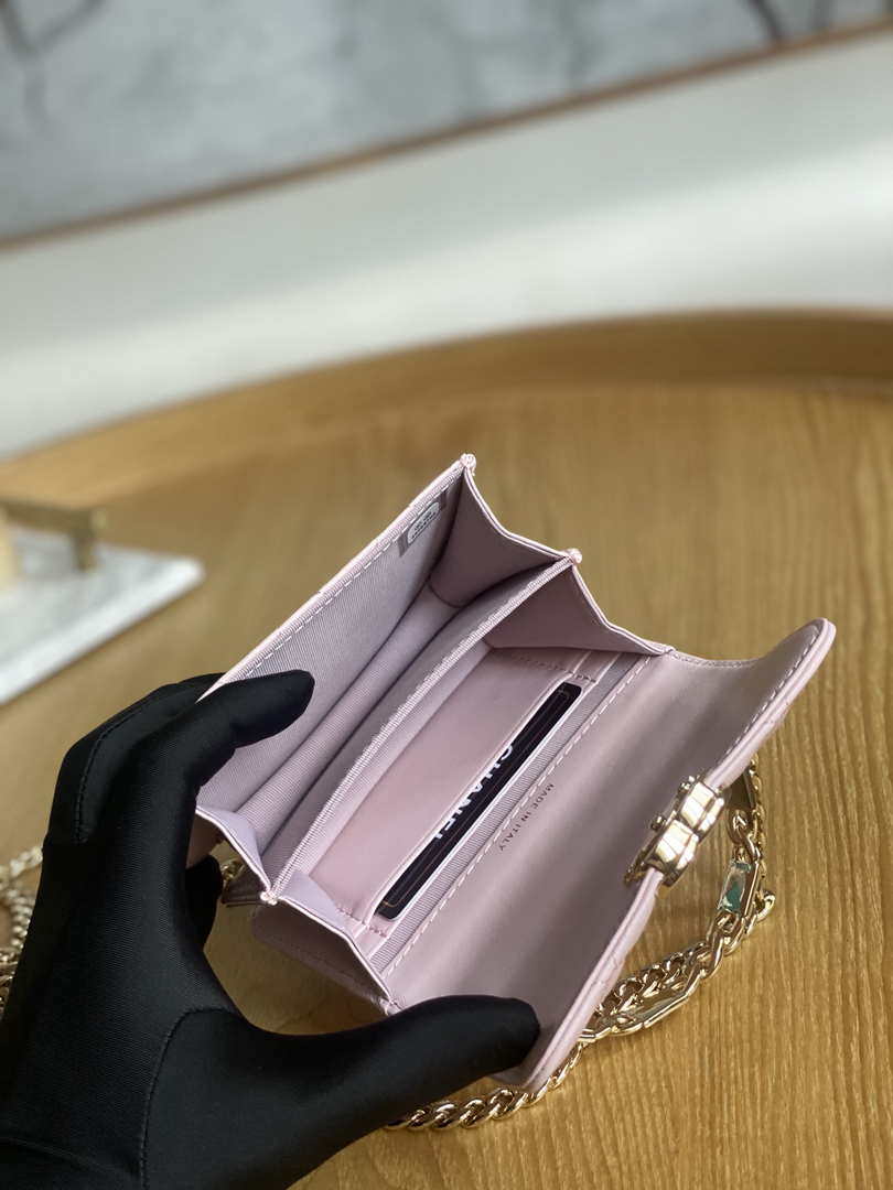 Chanel A81197 Mini Flap Lambskin Enamel & Gold-Tone Metal Pink - Default Title - View 9
