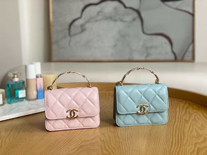 Chanel A81197 Mini Flap Lambskin Enamel & Gold-Tone Metal Pink - Default Title - View 10