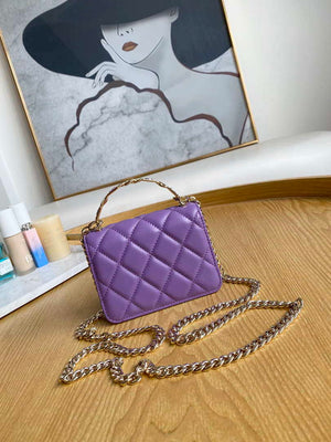 Chanel A81197 Mini Flap Lambskin Enamel & Gold-Tone Metal Purple - Default Title - View 2