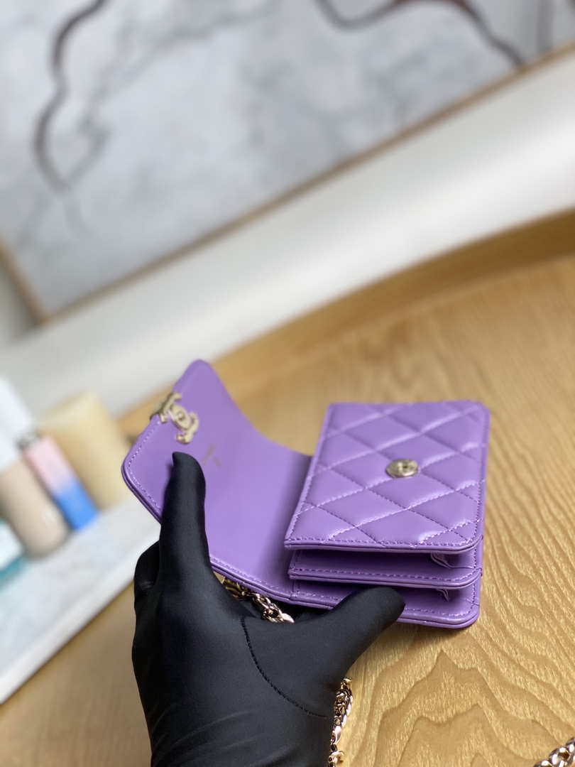 Chanel A81197 Mini Flap Lambskin Enamel & Gold-Tone Metal Purple - Default Title - View 8