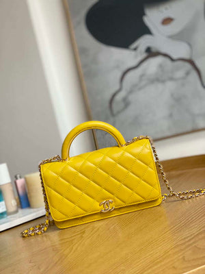 Chanel A81207 WOC 19 Chain Wallet Bag Lambskin Yellow Gold - Default Title - View 1