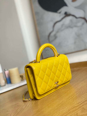 Chanel A81207 WOC 19 Chain Wallet Bag Lambskin Yellow Gold - Default Title - View 4