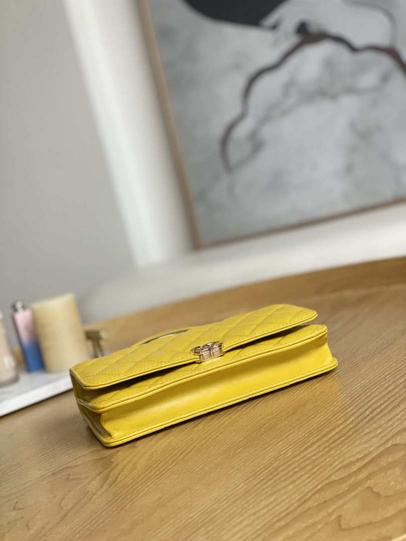 Chanel A81207 WOC 19 Chain Wallet Bag Lambskin Yellow Gold - Default Title - View 6
