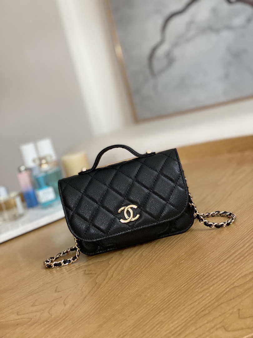 Chanel A81215 Mini messenger bag with Handle Black - Default Title - View 1