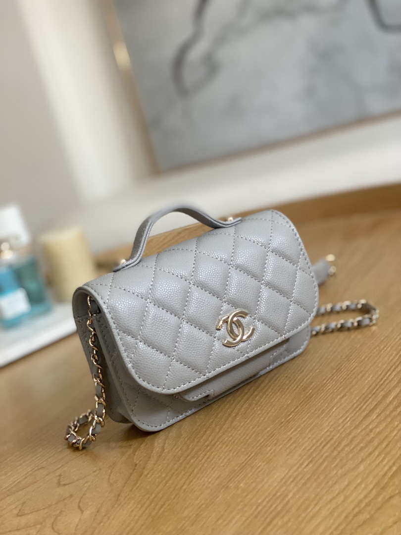 Chanel A81215 Mini messenger bag with Handle Gray - Default Title - View 3