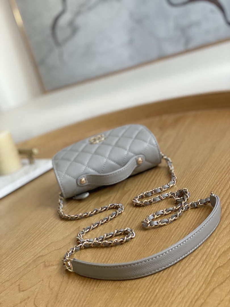 Chanel A81215 Mini messenger bag with Handle Gray - Default Title - View 5