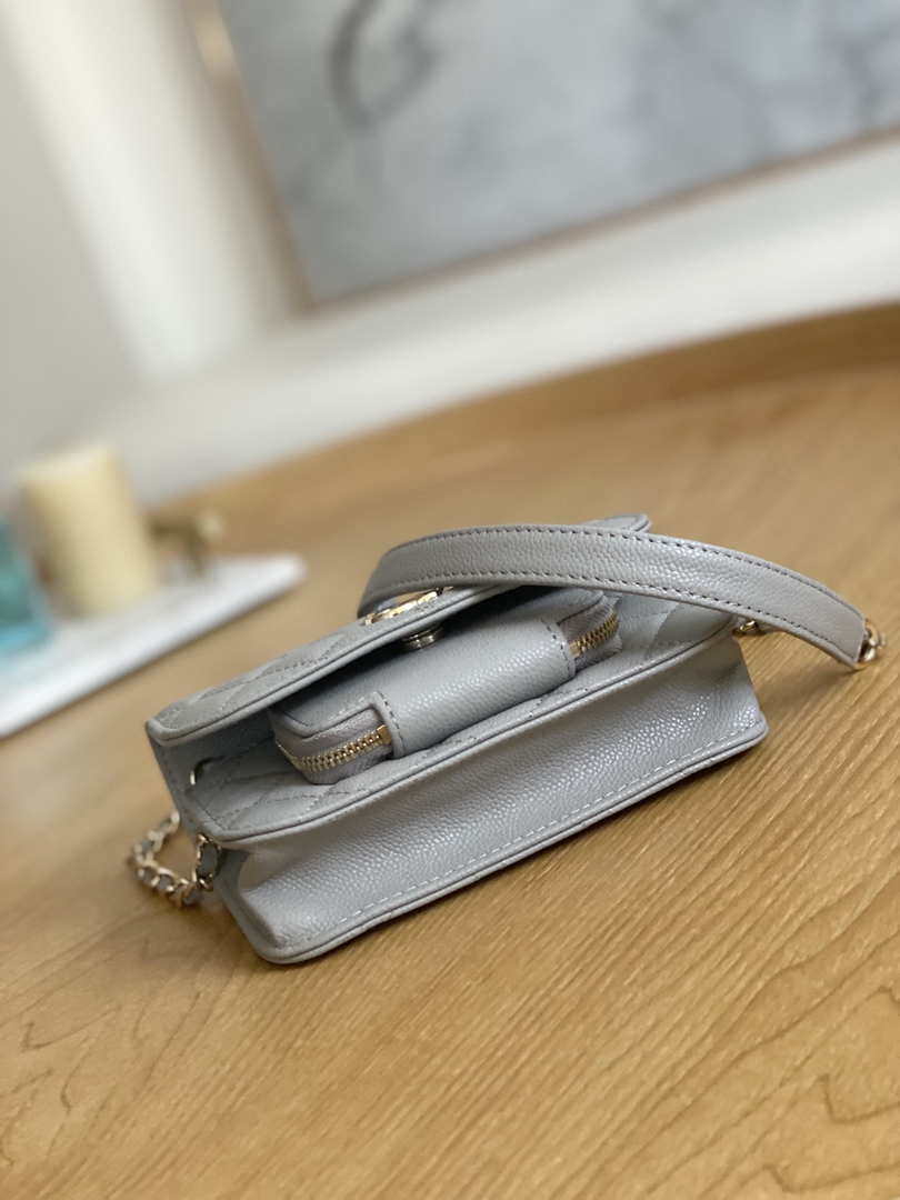 Chanel A81215 Mini messenger bag with Handle Gray - Default Title - View 6