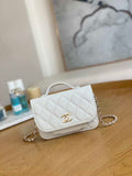 Chanel A81215 Mini messenger bag with Handle White