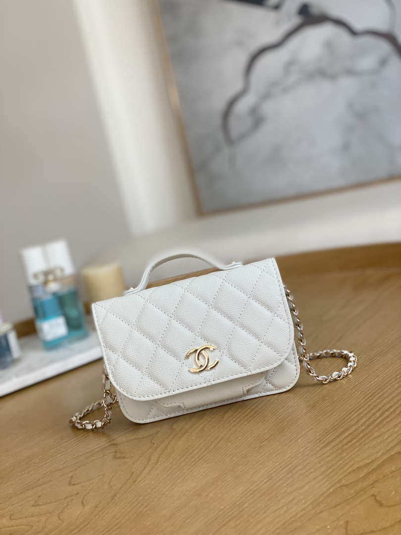 Chanel A81215 Mini messenger bag with Handle White - Default Title - View 1
