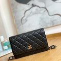 Chanel A81217 Flap Bag Lambskin Onyx Small Square Stewardess Bag Black - Default Title - View 1