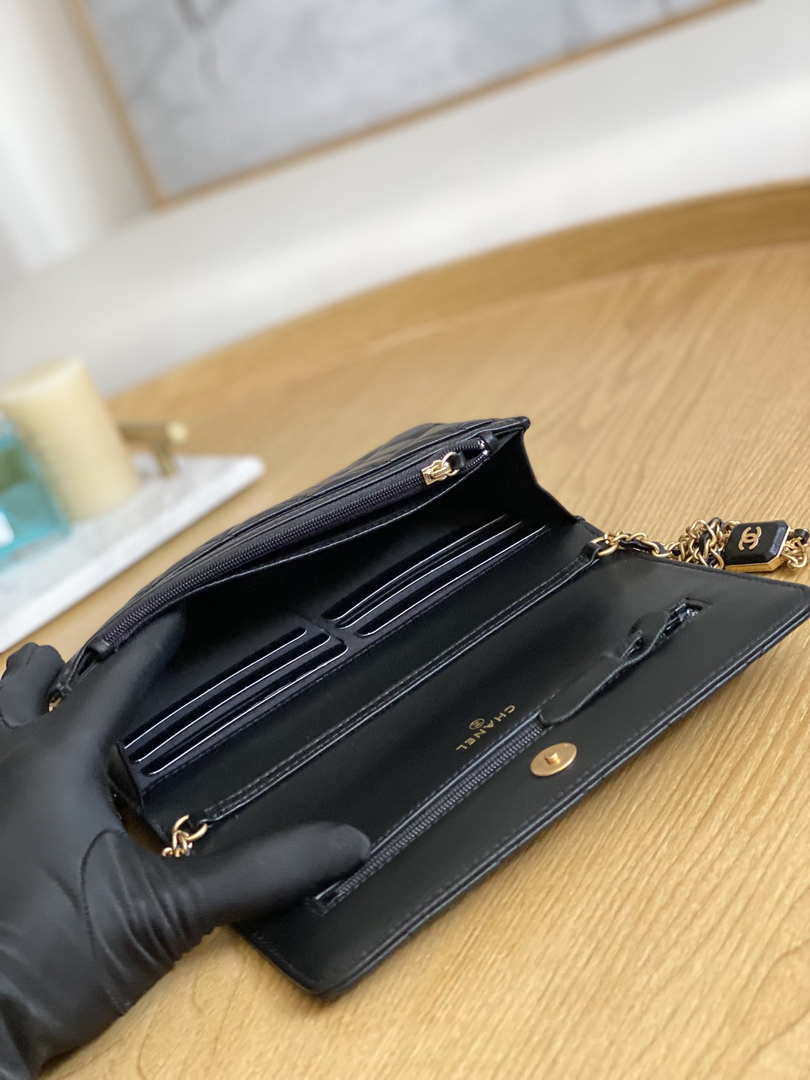 Chanel A81217 Flap Bag Lambskin Onyx Small Square Stewardess Bag Black - Default Title - View 8