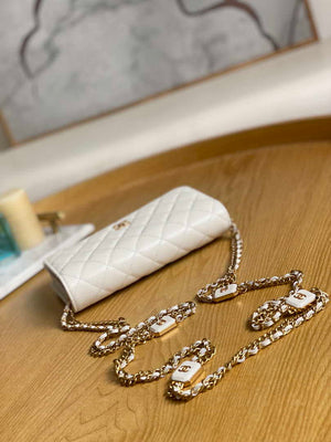 Chanel A81217 Flap Bag Lambskin Onyx Small Square Stewardess Bag White - Default Title - View 5