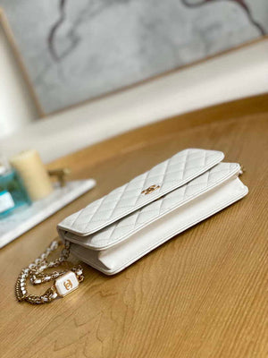 Chanel A81217 Flap Bag Lambskin Onyx Small Square Stewardess Bag White - Default Title - View 6