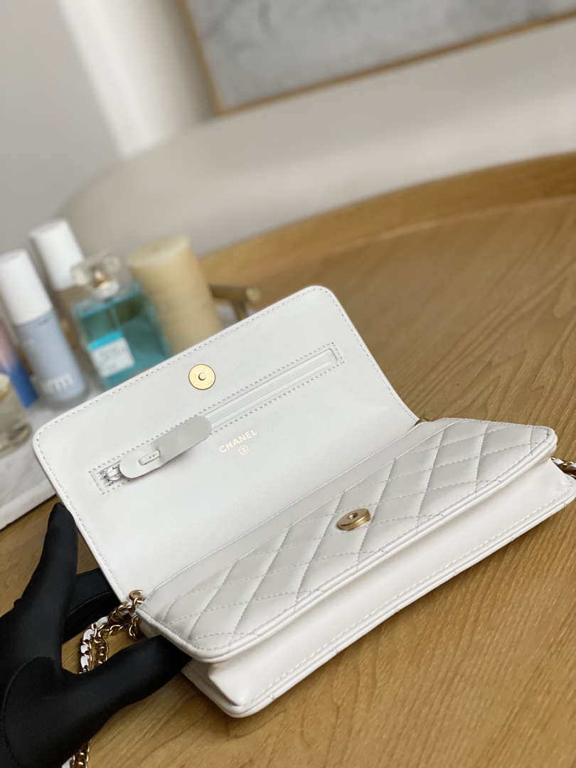 Chanel A81217 Flap Bag Lambskin Onyx Small Square Stewardess Bag White - Default Title - View 8