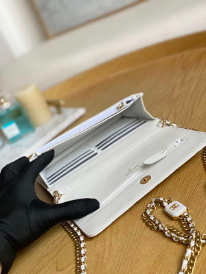 Chanel A81217 Flap Bag Lambskin Onyx Small Square Stewardess Bag White - Default Title - View 9