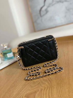 Chanel A81242 Vanity with chain Lambskin Gold football Black - Default Title - View 2