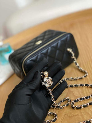 Chanel A81242 Vanity with chain Lambskin Gold football Black - Default Title - View 4