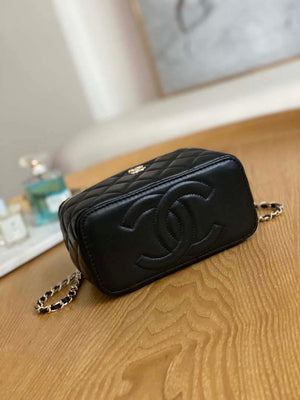 Chanel A81242 Vanity with chain Lambskin Gold football Black - Default Title - View 6
