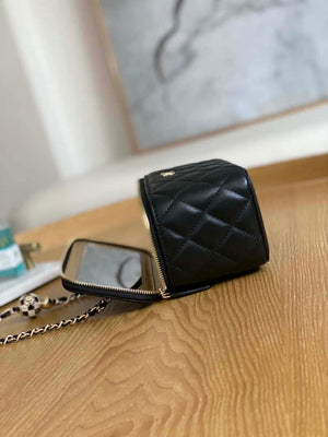 Chanel A81242 Vanity with chain Lambskin Gold football Black - Default Title - View 7